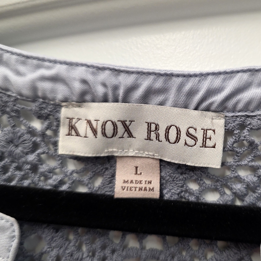 Knox Rose Light Blue Sleeveless Top With Delicate Embroided Lace Back -Large - Picture 4 of 11